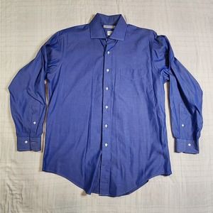 Brooks Brothers Makers Shirt Mens 15.5 32/33 Blue Cotton USA Made Long Sleeve